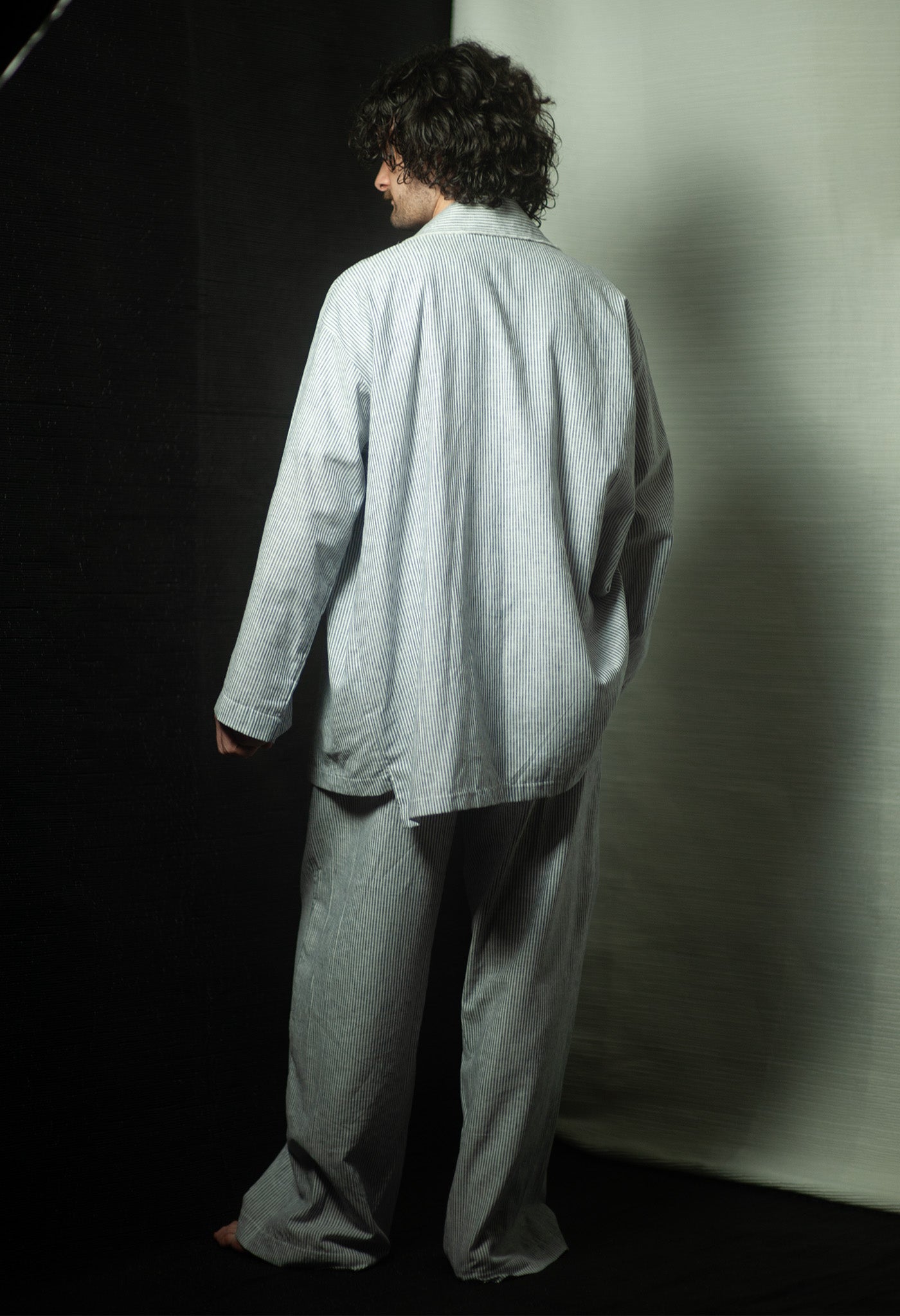 Unigender Blue-white Striped Linen Loungewear