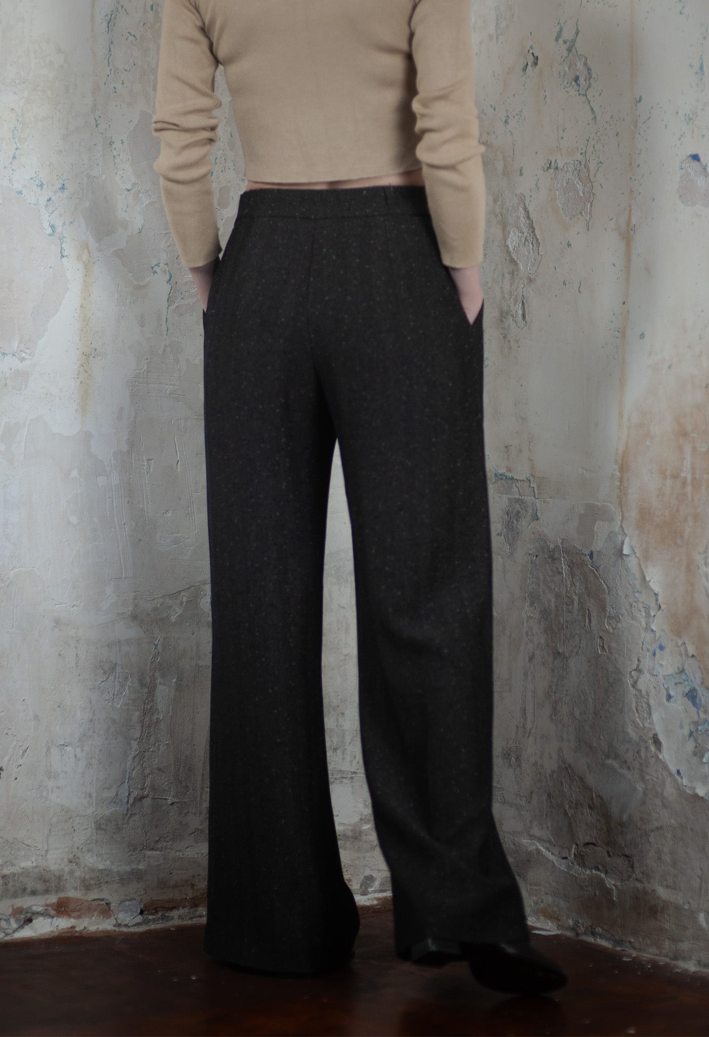 Classic Wrap Pants & Reversible Loose Coat in Double Weave Crepe