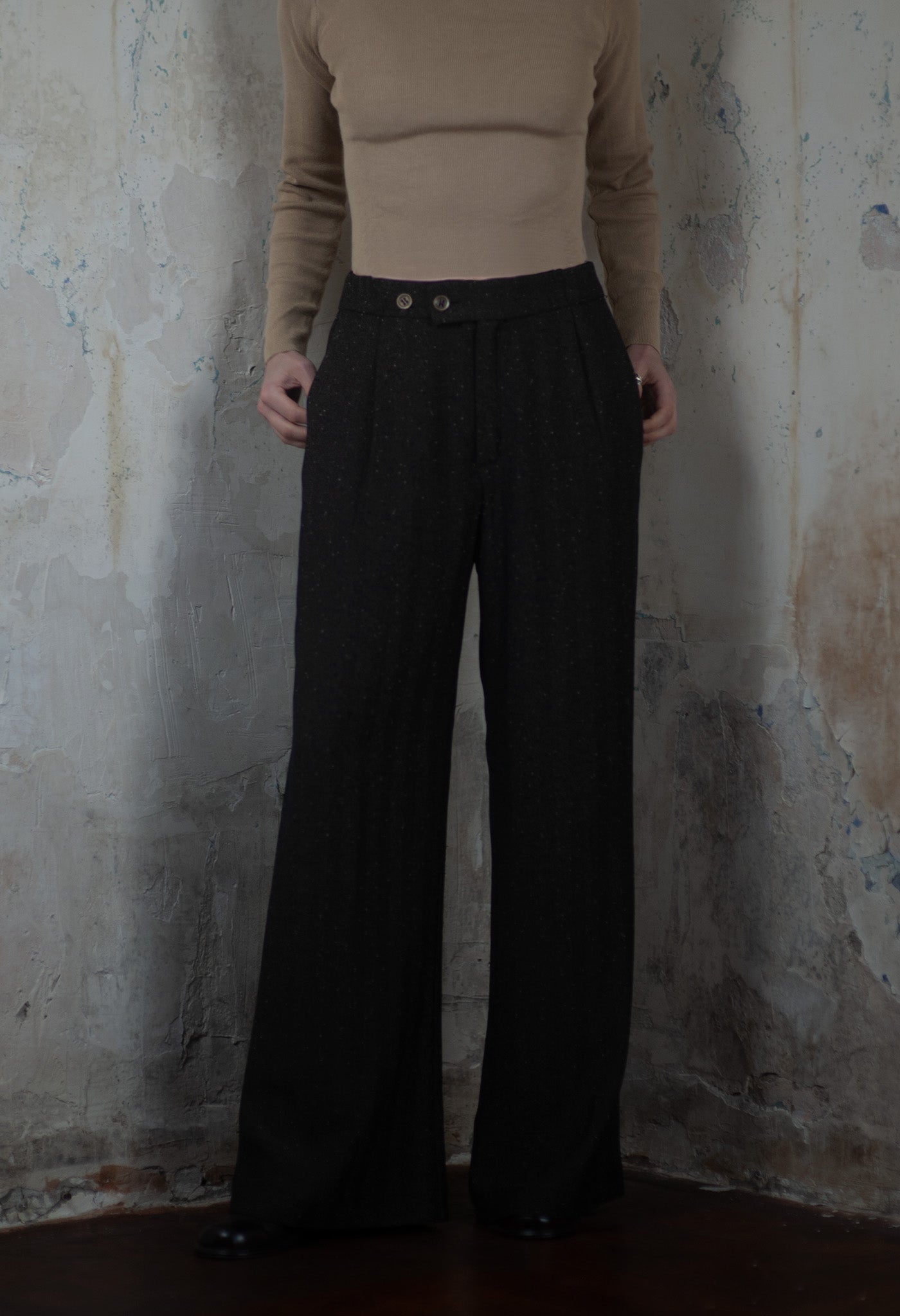 Classic Wrap Pants & Reversible Loose Coat in Double Weave Crepe