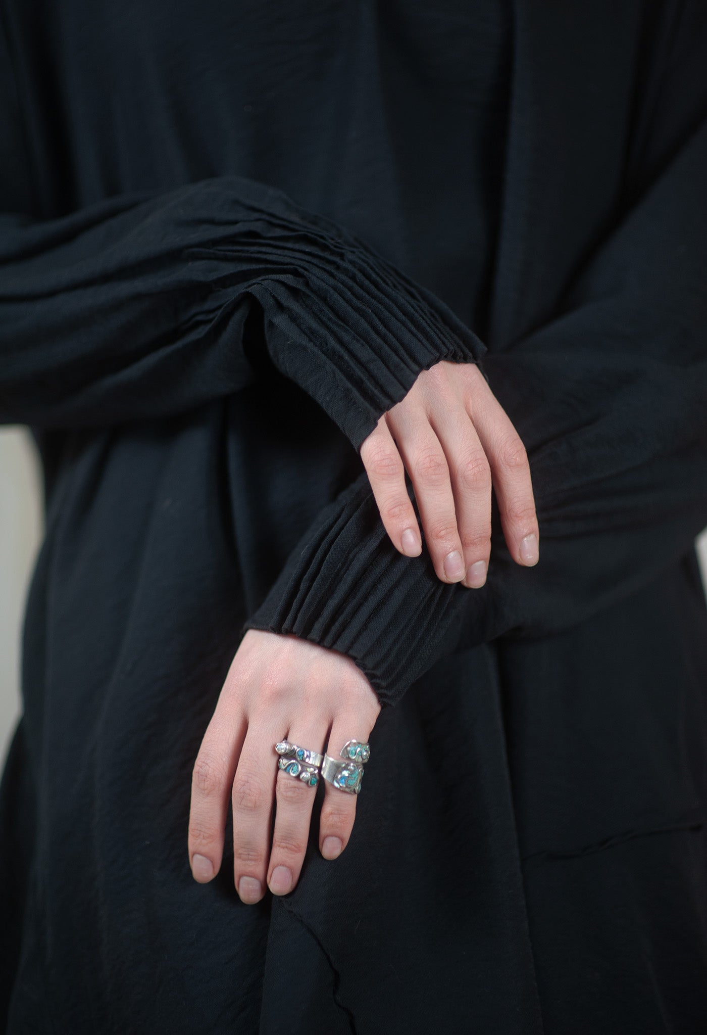 Oversized Black Tunic with Artistic Detailing