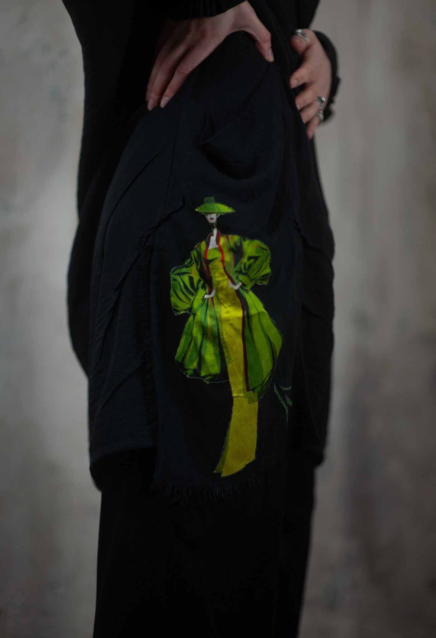 Oversized Black Tunic with Artistic Detailing