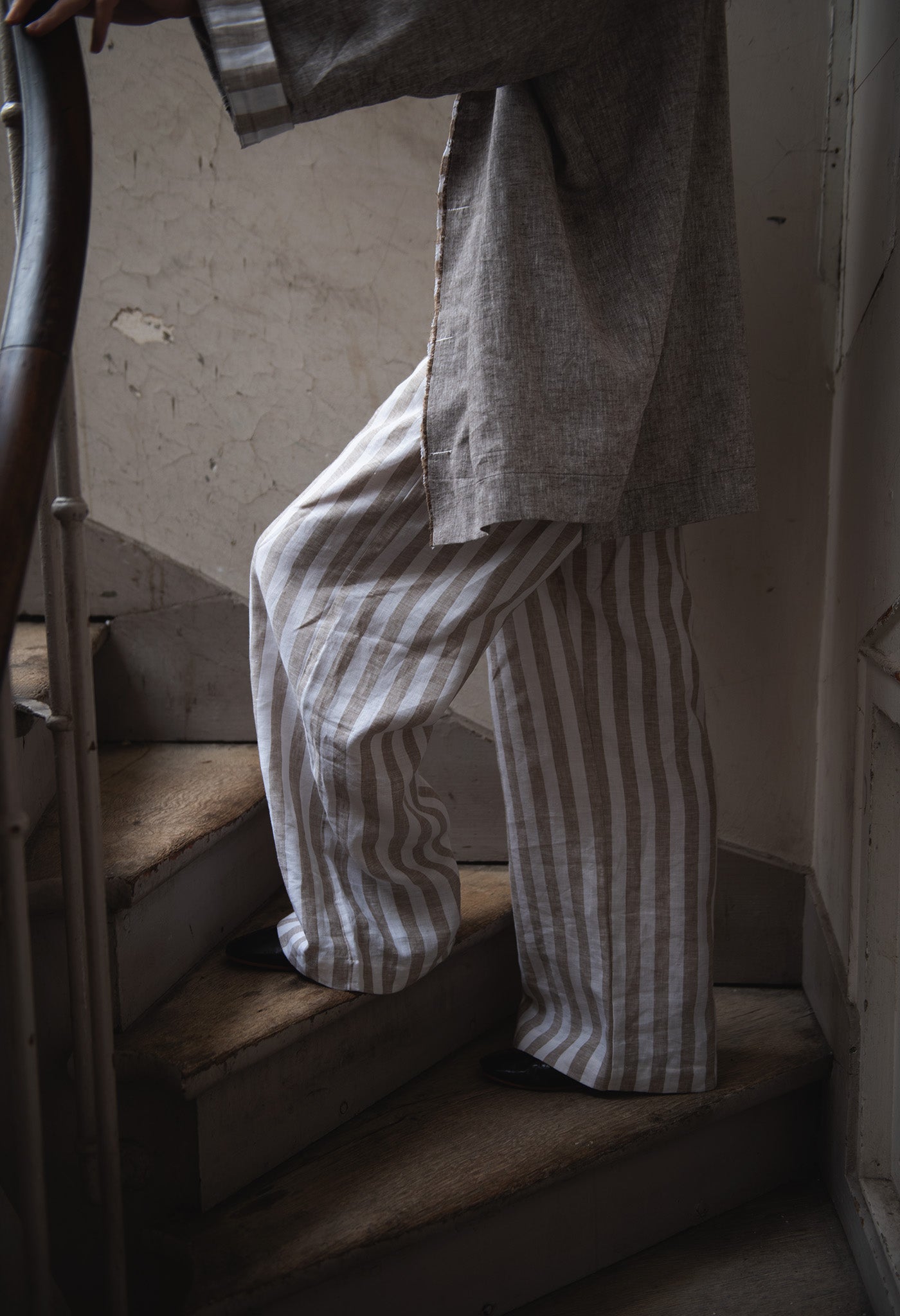Unigender Striped Linen Lounge Pants
