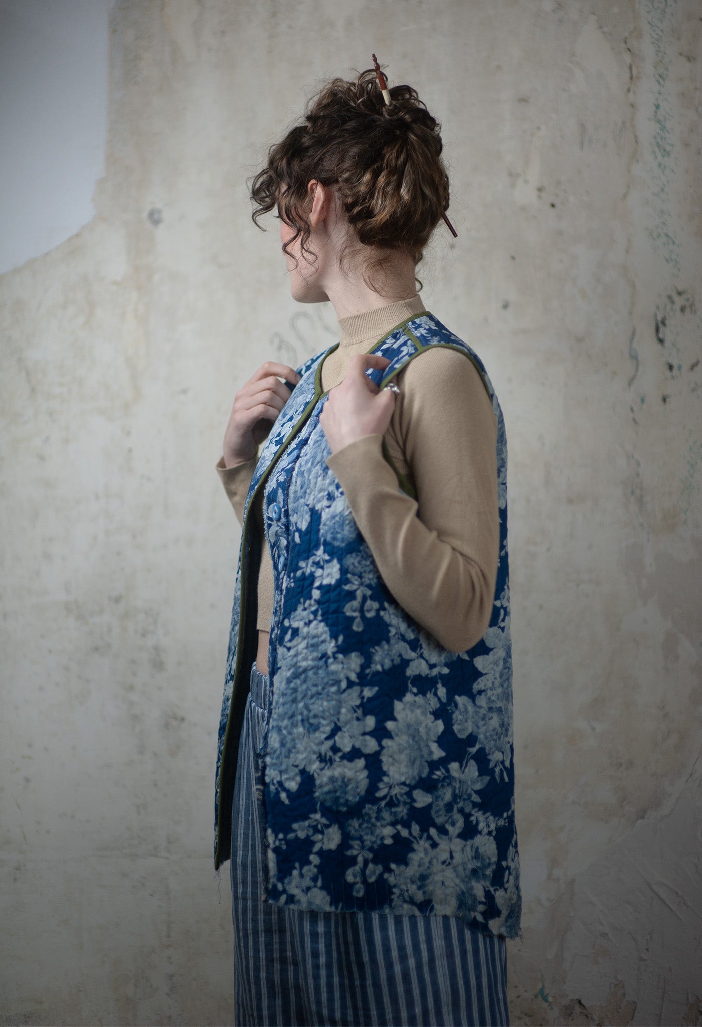 Reversible Hand-Quilted Linen Vest