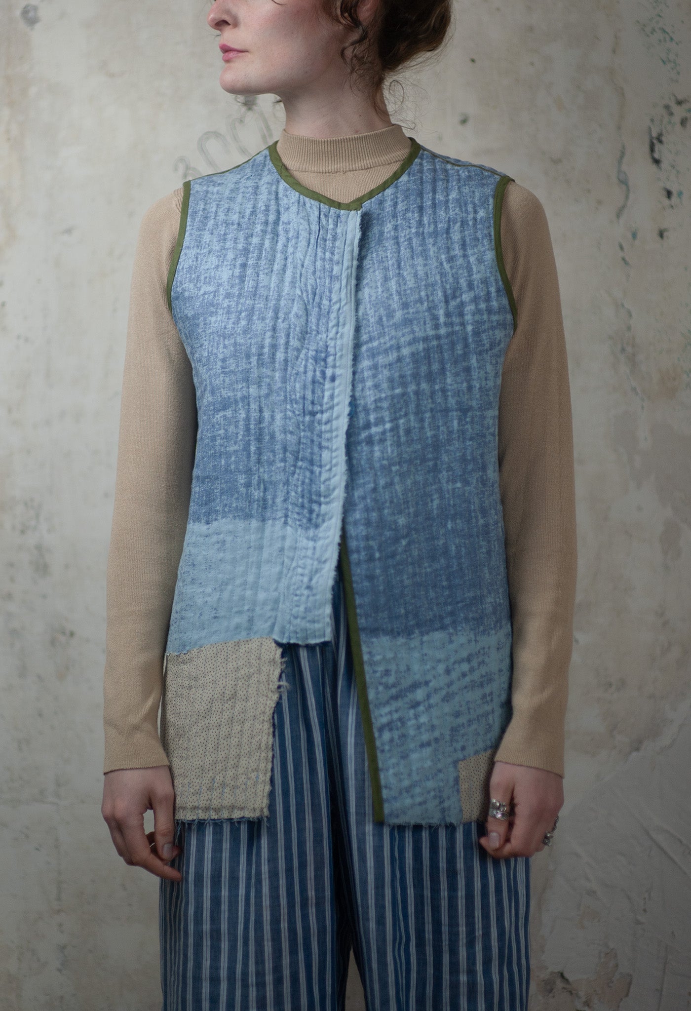 Reversible Hand-Quilted Linen Vest