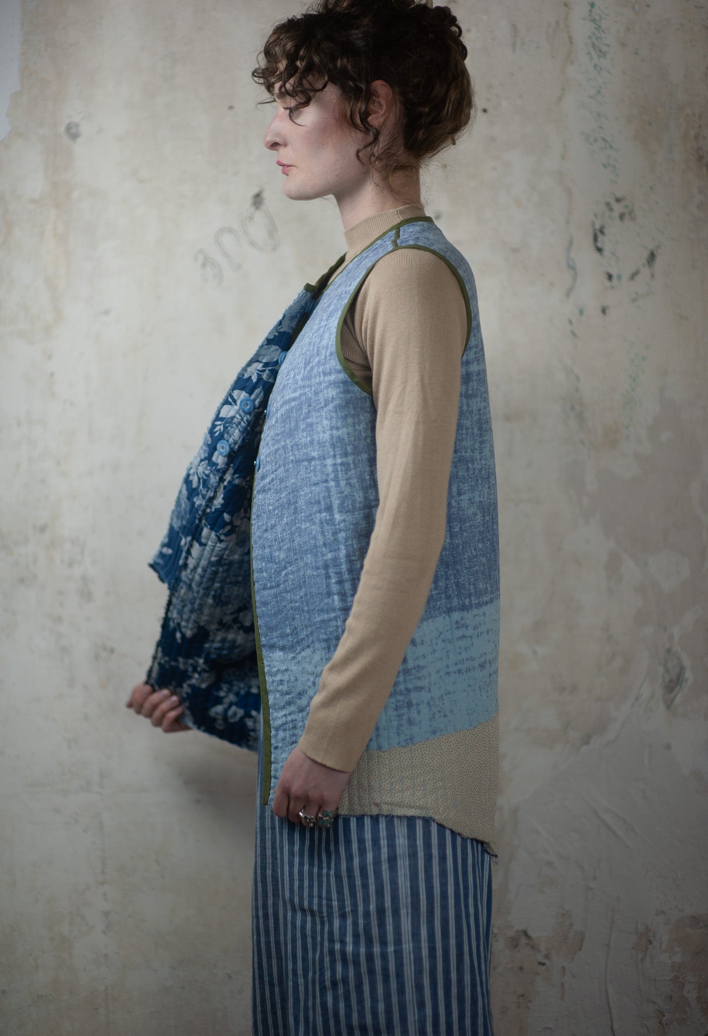 Reversible Hand-Quilted Linen Vest