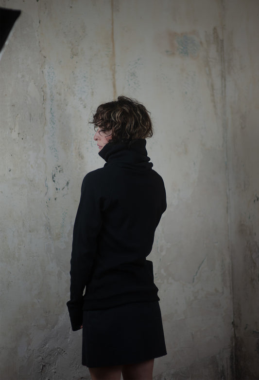 Black Ribbed Turtleneck