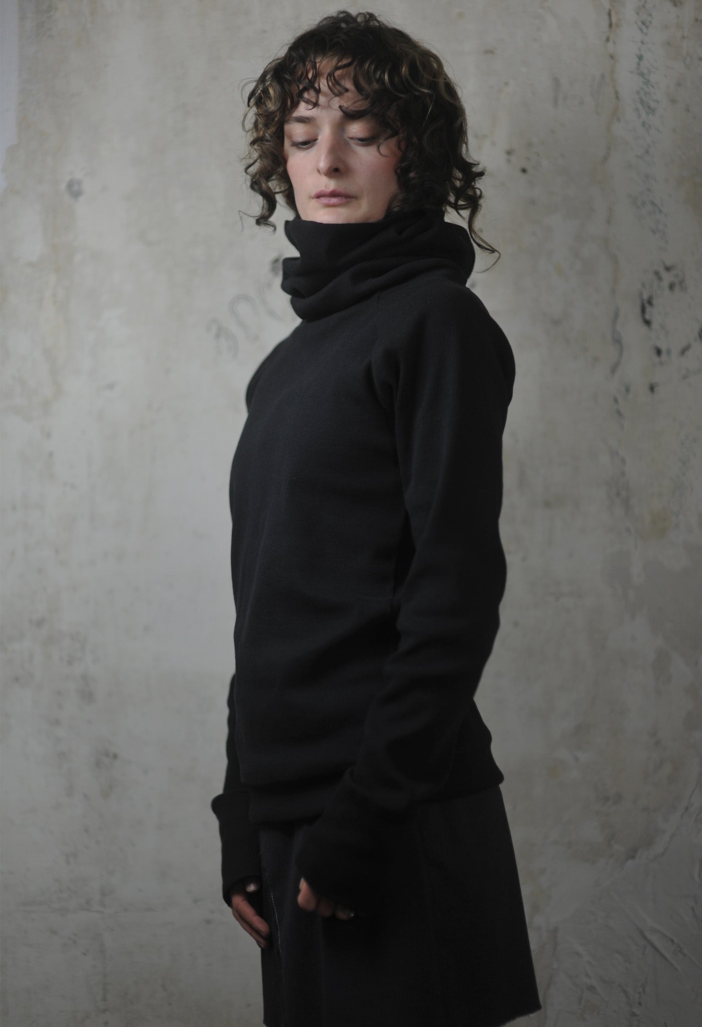 Black Ribbed Turtleneck
