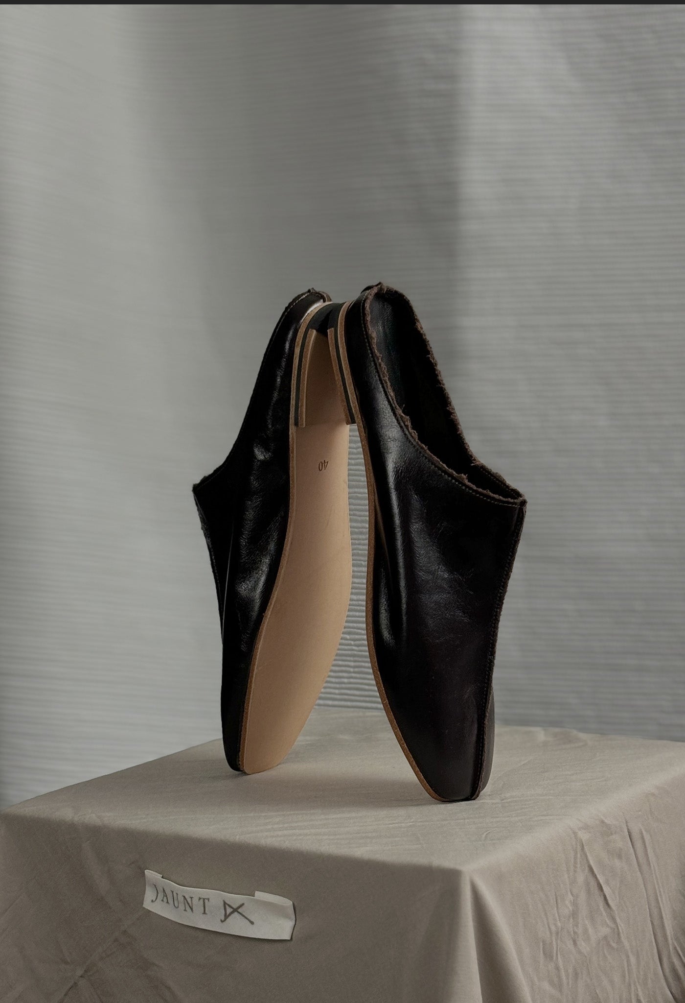 Dark Chocolate Leder Flat Mules
