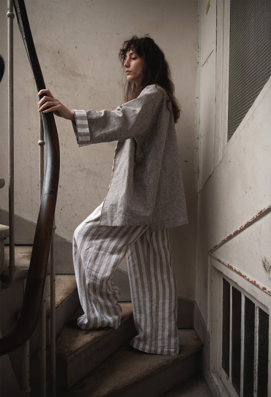 Unigender Striped Linen Lounge Pants